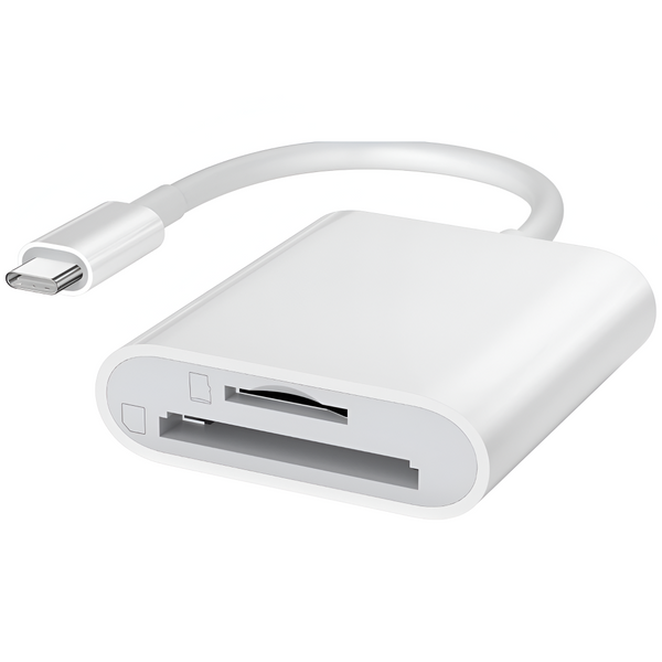 Adaptor Cititor de Carduri USB-C, Viteza Rapida Transfer de Date, Plug and Play, Compatibilitate Universala, pentru SD/MicroSD/TF/SDHC/SDXC/MicroSDHC/MicroSDXC, Compact si Portabil, Alb