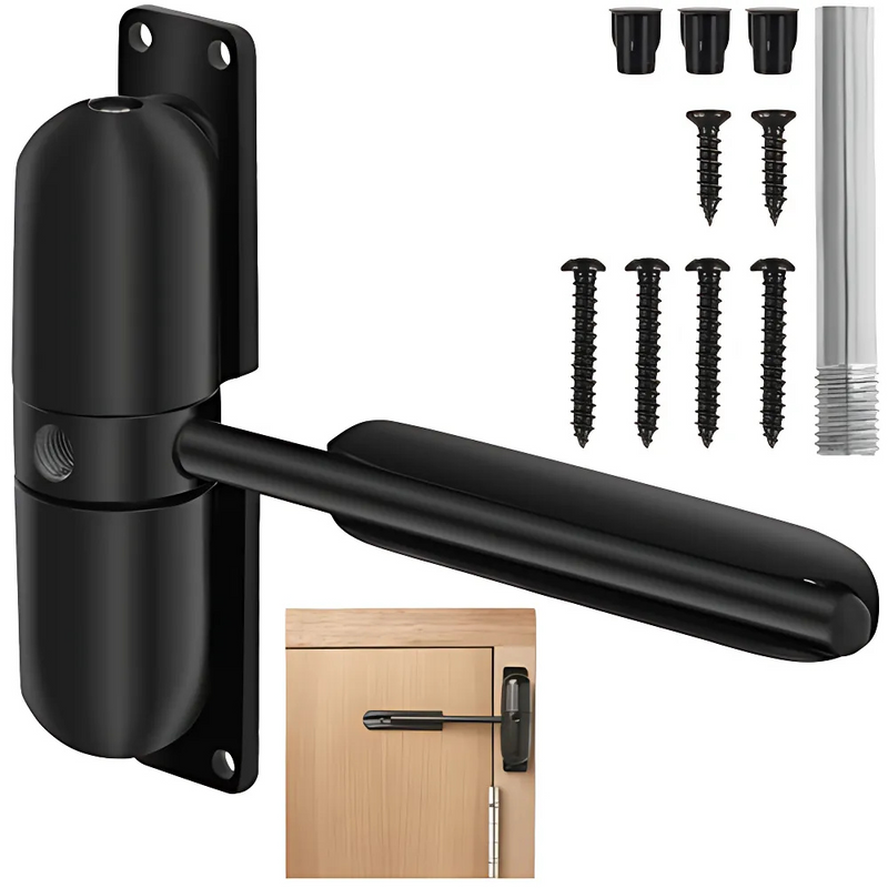 Amortizor Usa Inchidere Automata, Reglaj Inchidere Lenta sau Rapida, Design Modern, Usor de Instalat, Functionare Silentioasa, pentru Usi Interioare si Exterioare, Suporta Pana la 60 kg, Kit de Montaj Inclus, Negru