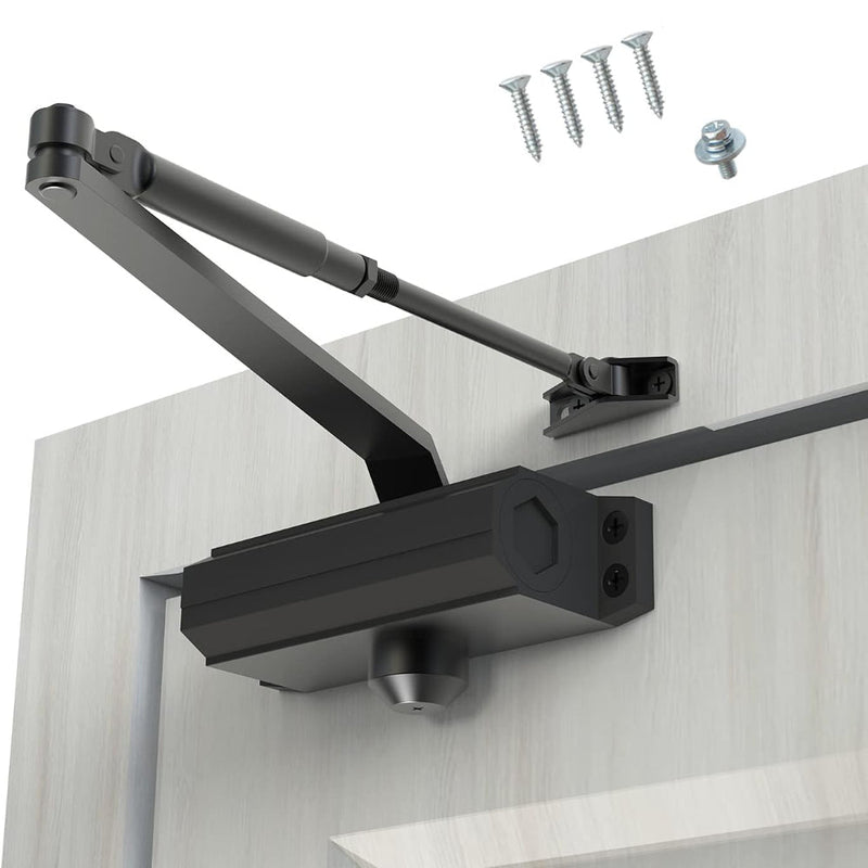 Amortizor Usa Inchidere Automata, Reglaj Inchidere Lenta sau Rapida, Design Modern, Usor de Instalat, Functionare Silentioasa, pentru Usi Interioare si Exterioare, Suporta Pana la 65 kg, Kit de Montaj Inclus, Negru