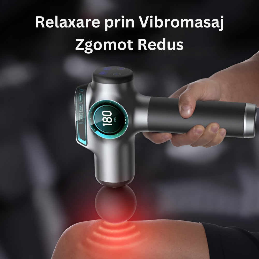 Aparat pentru Masaj Profesional Tip Pistol, 8 Capete Interschimbabile, 99 de Viteze, 3200 rpm, Ecran LCD, pentru Spate, Piept, Maini, Picioare, Umeri, Relaxare si Tonifiere Musculara, Motor Silentios, Geanta de Transport Inclusa, Gri