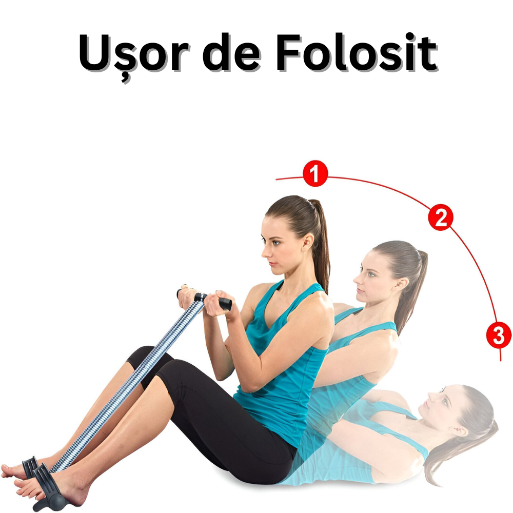 Aparat Extensor Fitness, Portabil, pentru Yoga, Pilates, Aerobic, Gimnastica, Recuperare, Exercitii Abdomen, Picioare, Fese, Coapse, Brate, Piept, Tonifierea Muschilor, Negru/Argintiu