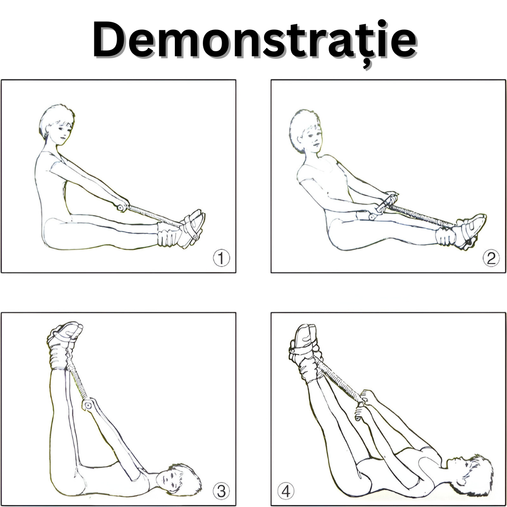 Aparat Extensor Fitness, Portabil, pentru Yoga, Pilates, Aerobic, Gimnastica, Recuperare, Exercitii Abdomen, Picioare, Fese, Coapse, Brate, Piept, Tonifierea Muschilor, Negru/Argintiu