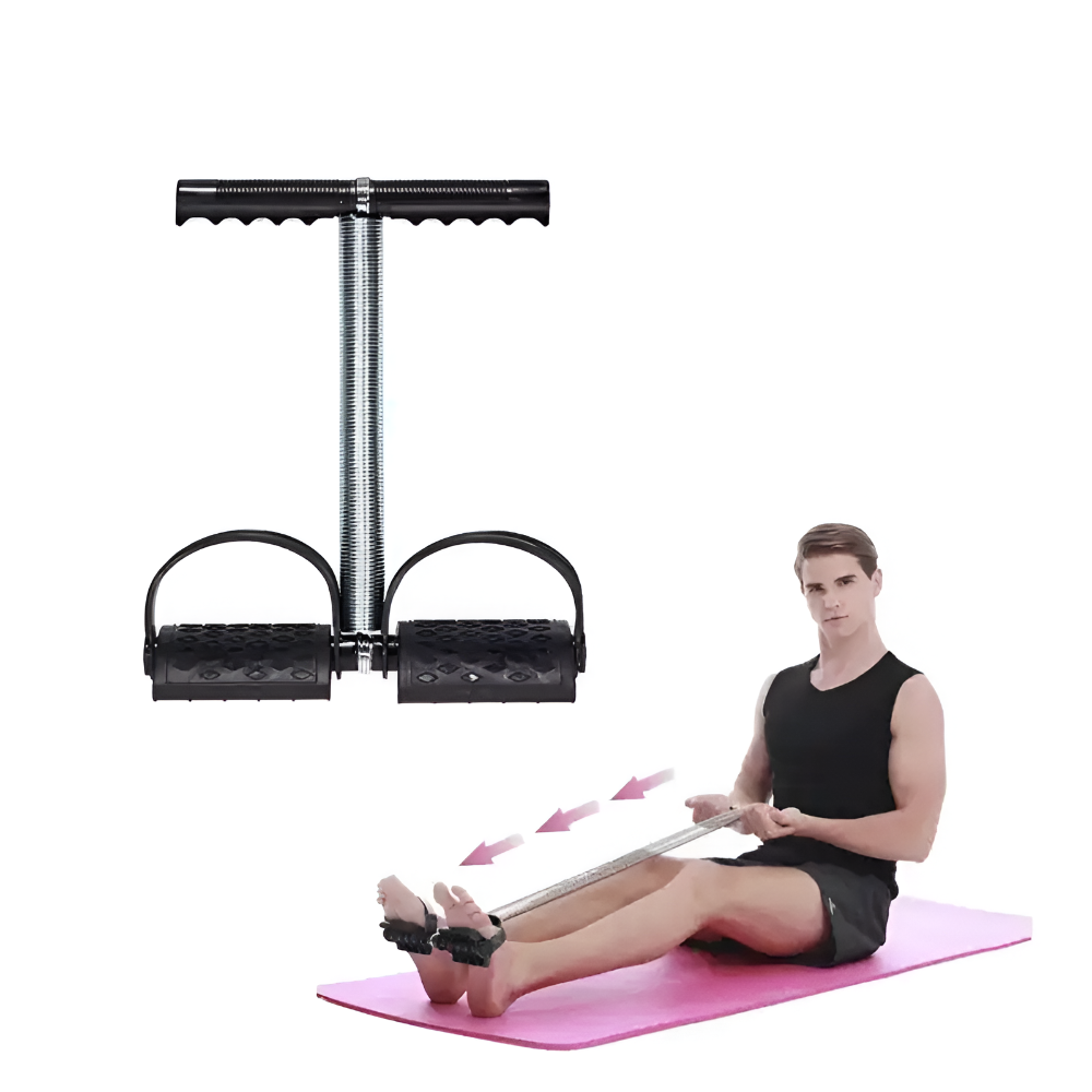 Aparat Extensor Fitness, Portabil, pentru Yoga, Pilates, Aerobic, Gimnastica, Recuperare, Exercitii Abdomen, Picioare, Fese, Coapse, Brate, Piept, Tonifierea Muschilor, Negru/Argintiu