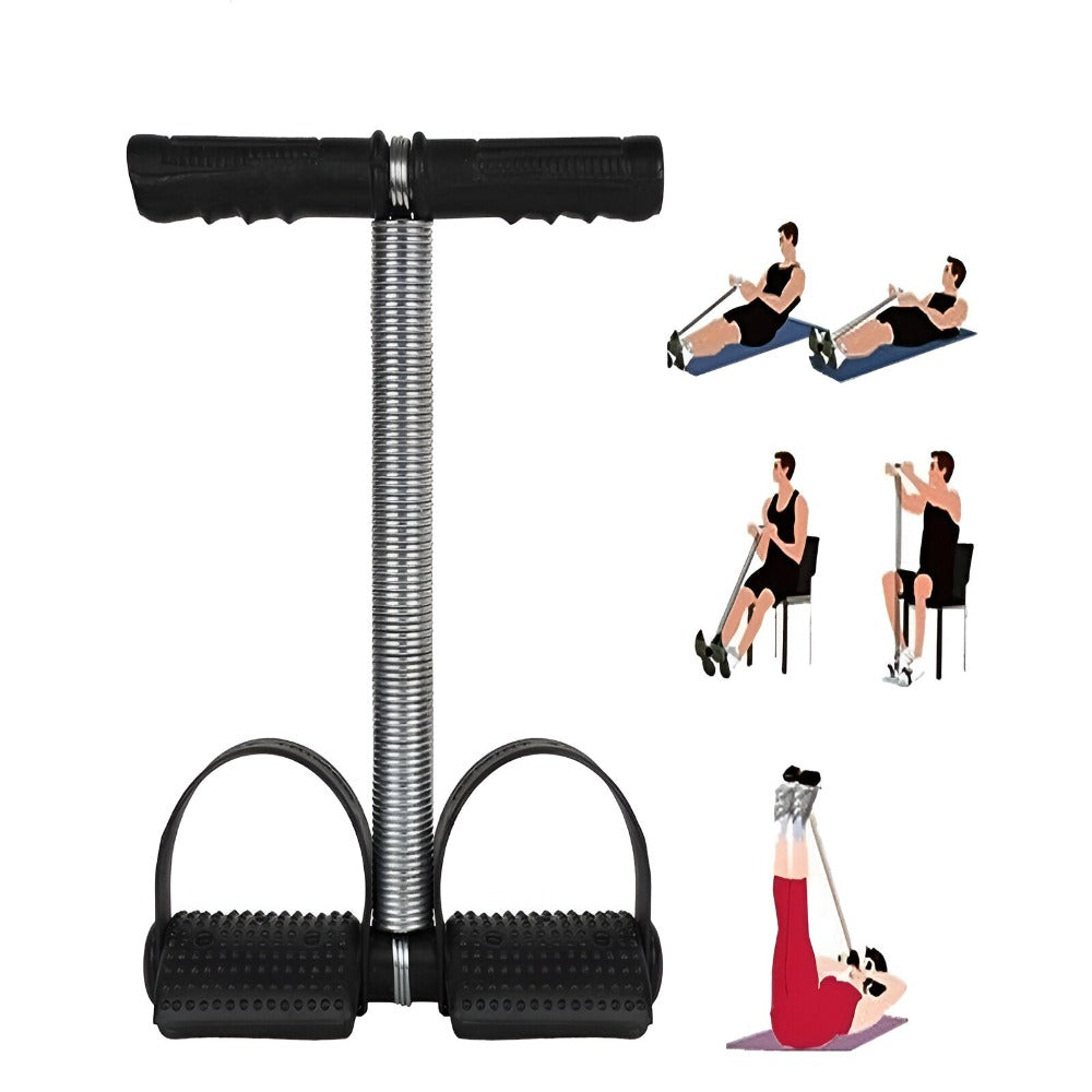 Aparat Extensor Fitness, Portabil, pentru Yoga, Pilates, Aerobic, Gimnastica, Recuperare, Exercitii Abdomen, Picioare, Fese, Coapse, Brate, Piept, Tonifierea Muschilor, Negru/Argintiu