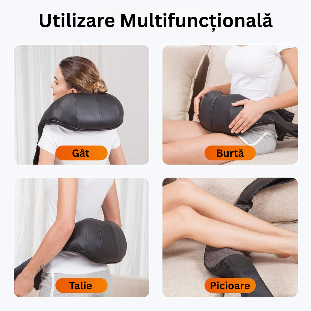 Aparat Profesional pentru Masaj, pentru Relaxare Musculara, Rola de Masaj Shiatsu 3D care Imita Masajul Uman, Functie Incalzire, Reduce Stresul si Oboseala, Amelioreaza Durerile pentru Gat, Umeri, Spate si Picioare, Intensitate Reglabila