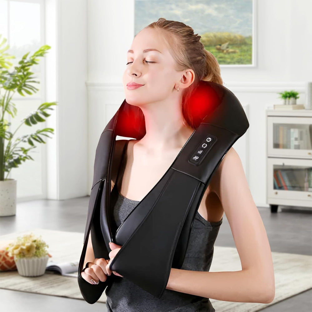 Aparat Profesional pentru Masaj, pentru Relaxare Musculara, Rola de Masaj Shiatsu 3D care Imita Masajul Uman, Functie Incalzire, Reduce Stresul si Oboseala, Amelioreaza Durerile pentru Gat, Umeri, Spate si Picioare, Intensitate Reglabila