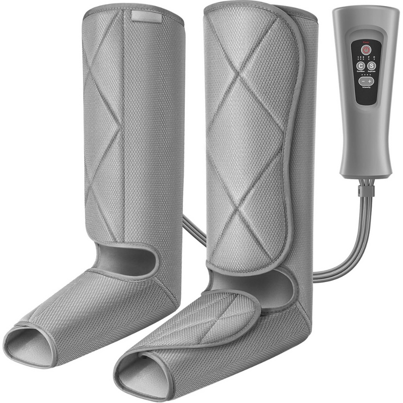 Aparat de Masaj pentru Picioare, 5 Moduri de Masaj, 4 Niveluri de Intensitate, Compresie cu Aer, Oprire Automata, Masaj Gambe, Masaj Refacere Musculara, Masaj Relaxare Circulator, Dureri si Inflamatie Picioare, Telecomanda, Gri