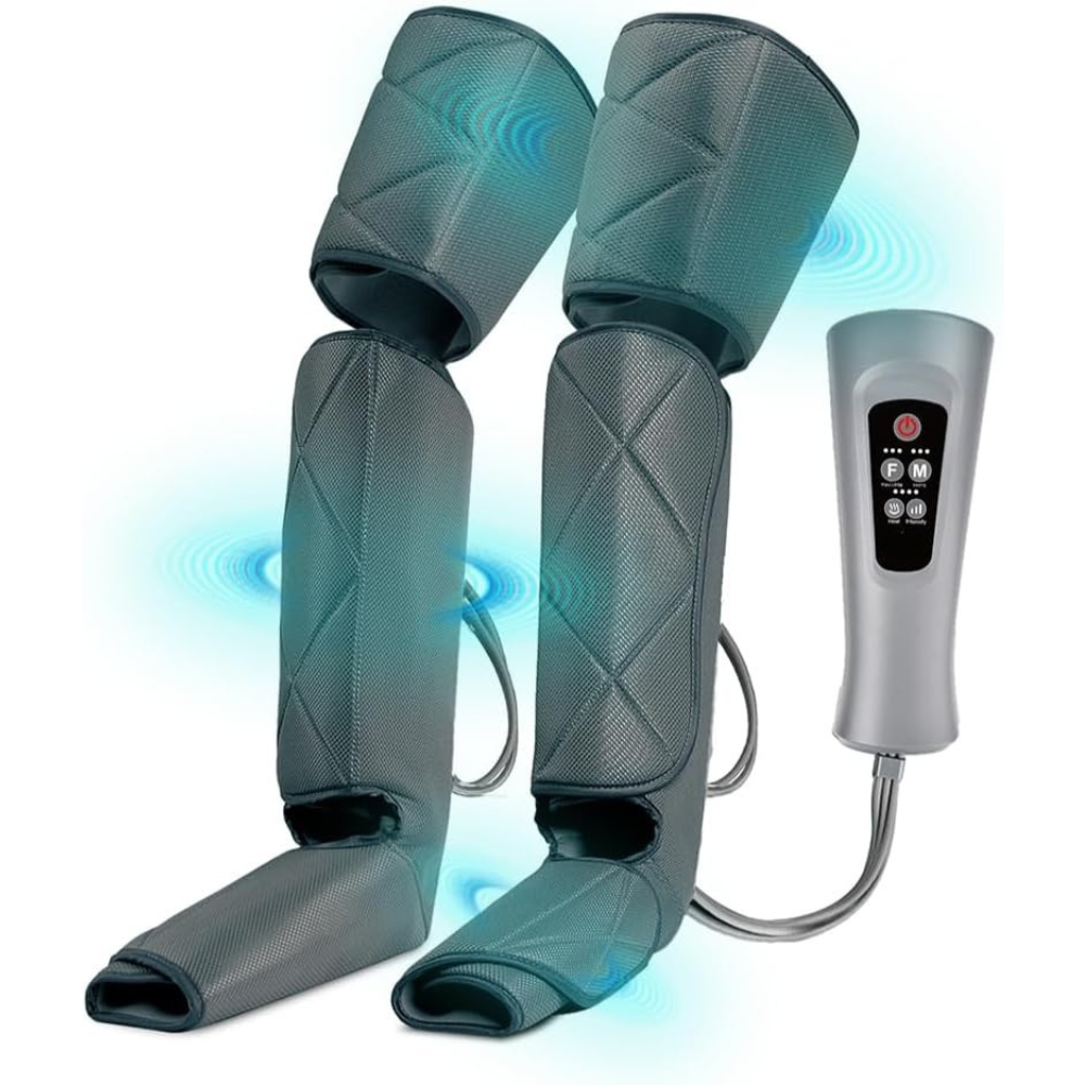 Aparat de Masaj pentru Picioare, 6 Moduri de Masaj, 4 Niveluri de Intensitate, Compresie cu Aer, Functie Incalzire, Oprire Automata, Masaj Gambe, Coapse, Masaj Refacere Musculara, Masaj Relaxare Circulator, Dureri si Inflamatie Picioare, Telecomanda, Gri