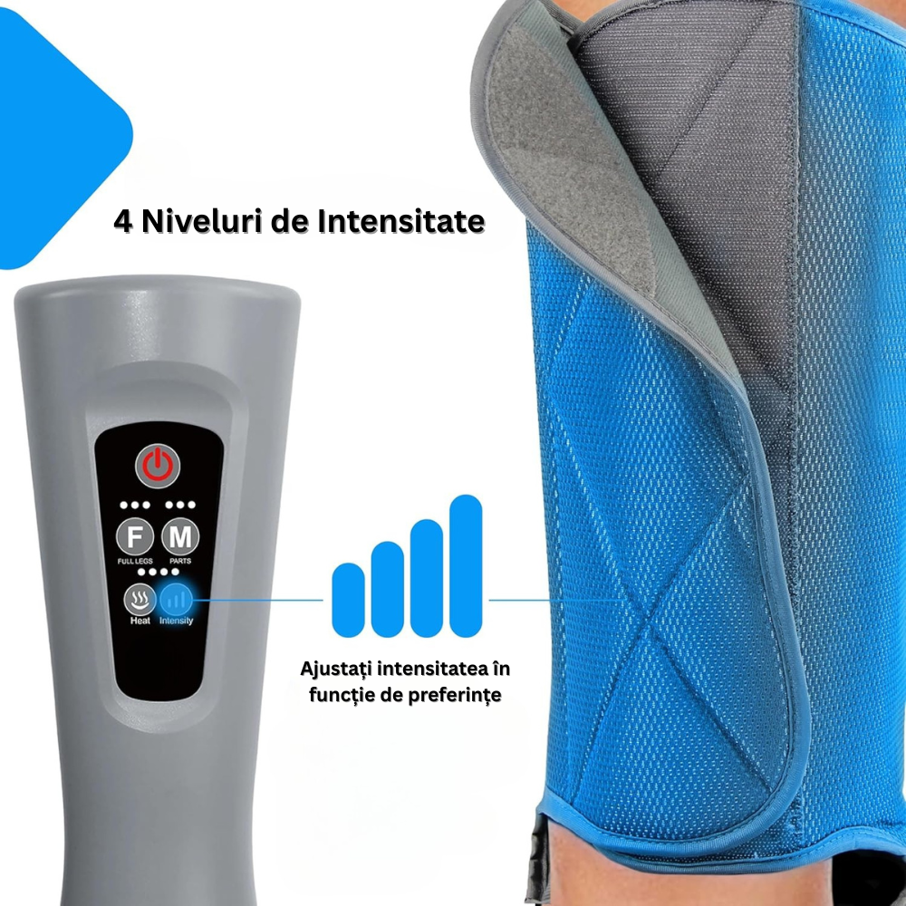 Aparat de Masaj pentru Picioare, 6 Moduri de Masaj, 4 Niveluri de Intensitate, Compresie cu Aer, Functie Incalzire, Oprire Automata, Masaj Gambe, Coapse, Masaj Refacere Musculara, Masaj Relaxare Circulator, Dureri si Inflamatie Picioare