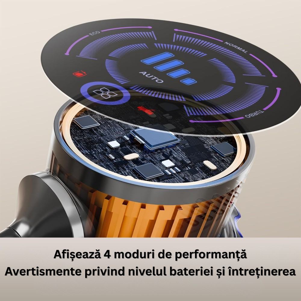 Aspirator Vertical Fara Fir 2in1, 550 W/48000 Pa, 60 Minute Autonomie, Ecran Tactil, Iluminare LED, Aspirator Vertical sau de Mana, Rezervor Praf 1.5 l, pentru Podea, Covor, Gresie, Par de Animale, Suport Perete, 3 Filtre HEPA Incluse, Albastru/Gri