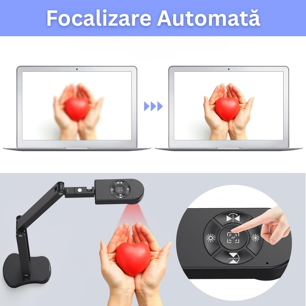 Camera Scanner Documente A4/A3, Rezolutie 4K, 30 FPS, 8 MP, Focalizare Automata, Microfon Dublu, Iluminare LED, Brat Pliabil, Inregistrare Video, Predare Online, Compatibil cu Windows, Mac OS, Chromebook, Conectare USB 2.0, Adaptor Type-C 