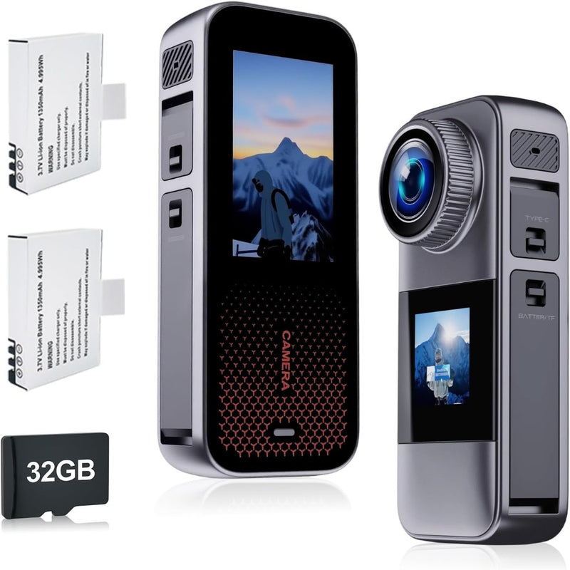 Camera Video Sport WiFi, cu Card 32GB, Rezolutie 1080P/30FPS/16MP, Ecran LCD HD 2.0”, Unghi Larg de 120°, Rezistenta la Apa IP68, Loop Recording, Mod Auto, Accesorii de Prindere, 2 Baterii 1350 mAh, Negru