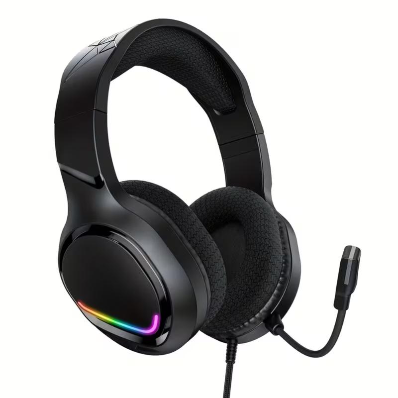 Casti Gaming cu Microfon, Over the Ear, Sunet Surround, Iluminare LED RGB, Reducere Zgomot Fundal, Control Volum, Microfon Rotativ 360°, Compatibil Windows, MacOS, PS4, PS5, Xbox, Nintendo Switch, Reglabile, Negru