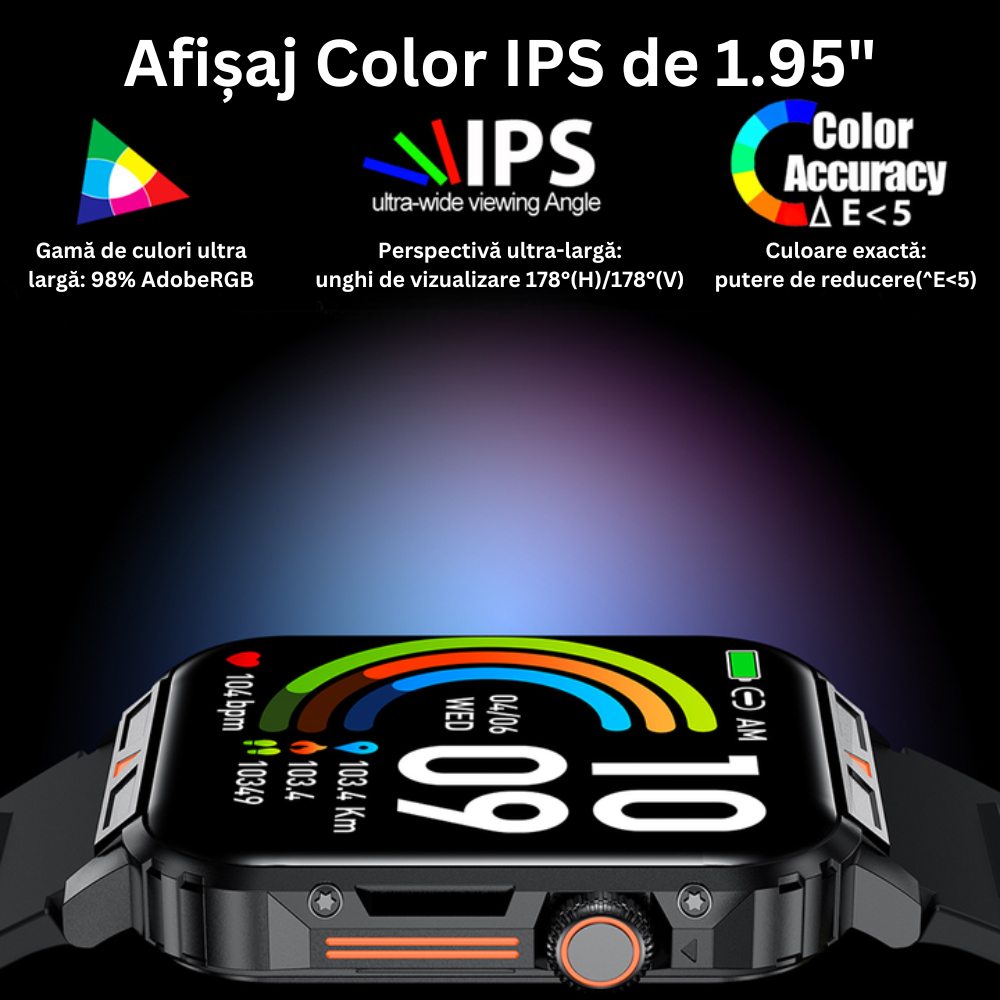 Ceas Smartwatch, Ecran 1.95" HD, Inteligent, Fitness, Sport, Rezistent Apa IP68, Smart, Notificari, Wireless, Apel Bluetooth 5.2, Monitorizare Somn, Pasi, Ritm Cardiac, Nivel Oxigen, Tensiunea Arteriala, Cablu USB Magnetic Inclus, Negru