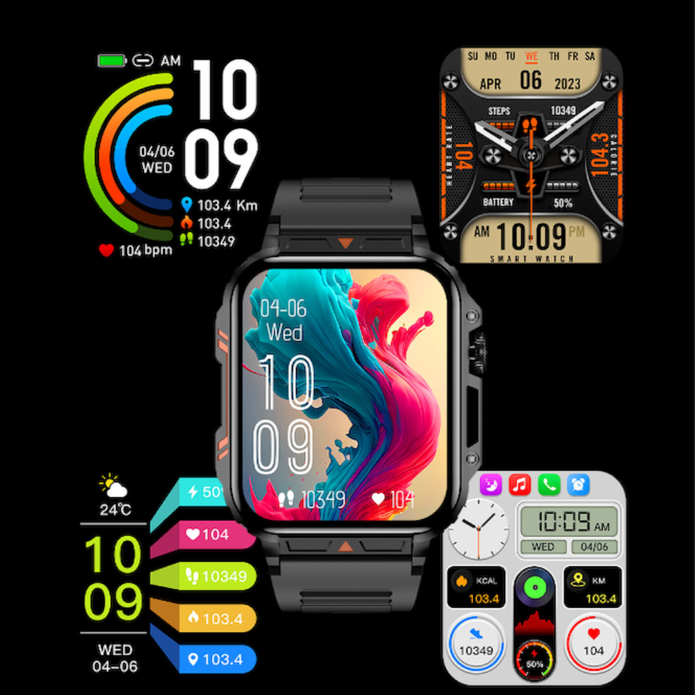 Ceas Smartwatch, Ecran 1.95" HD, Inteligent, Fitness, Sport, Rezistent Apa IP68, Smart, Notificari, Wireless, Apel Bluetooth 5.2, Monitorizare Somn, Pasi, Ritm Cardiac, Nivel Oxigen, Tensiunea Arteriala, Cablu USB Magnetic Inclus, Negru