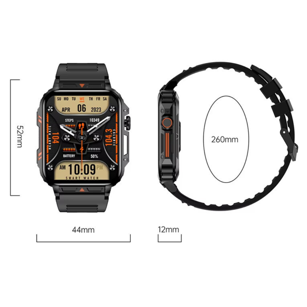 Ceas Smartwatch, Ecran 1.95" HD, Inteligent, Fitness, Sport, Rezistent Apa IP68, Smart, Notificari, Wireless, Apel Bluetooth 5.2, Monitorizare Somn, Pasi, Ritm Cardiac, Nivel Oxigen, Tensiunea Arteriala, Cablu USB Magnetic Inclus, Negru
