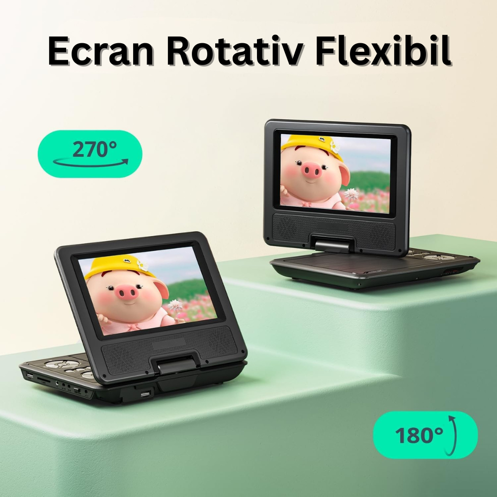 DVD Player Portabil cu Telecomanda, Ecran 7.5 inch HD, 800x488