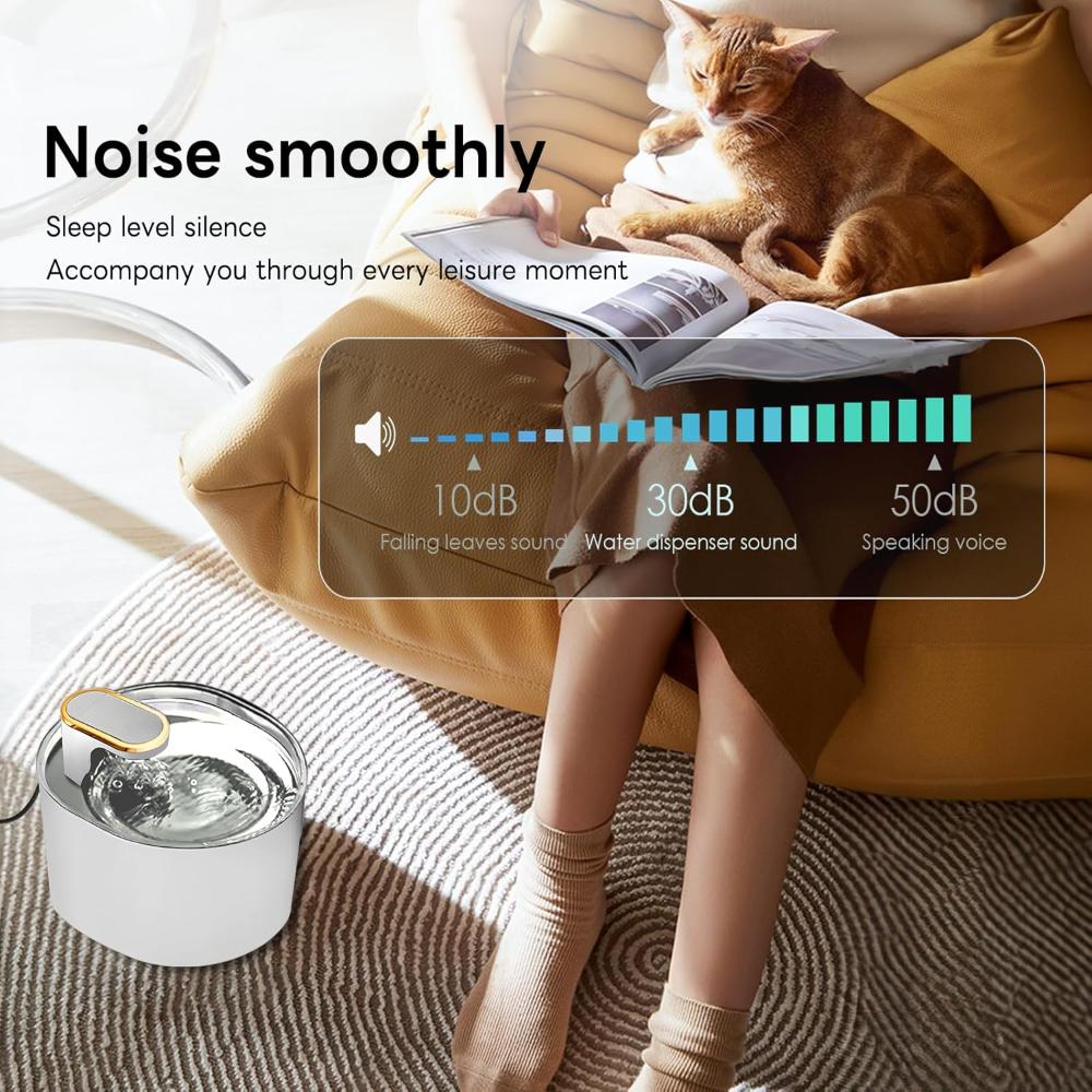 Dispenser Apa Automat, tip Fantana pentru Pisici si Caini, cu Purificare si Filtrare prin Carbune Activ, Silentios, Cablu USB Inclus, 3L, Alb