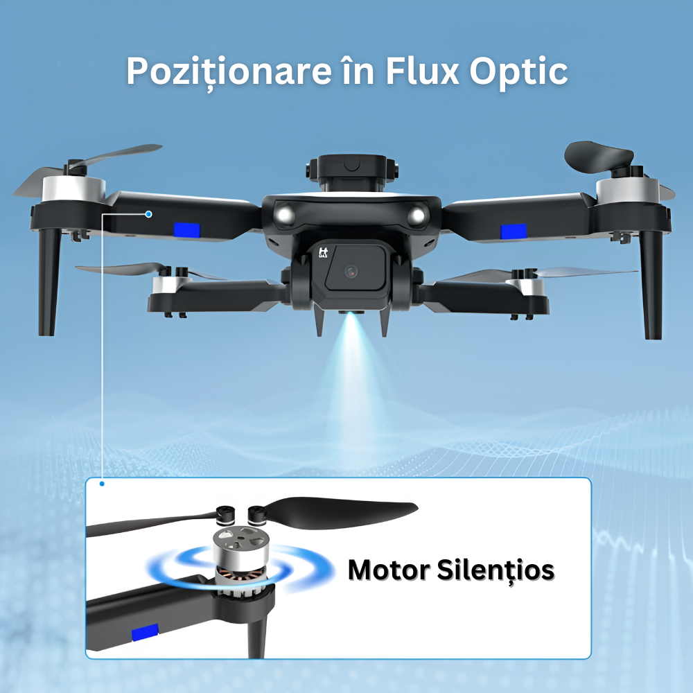 Drona cu Telecomanda F196, Camera Video, WiFi, Evitare Inteligenta a Obstacolelor, Mentinerea Altitudinii, Rotire 360°, Pliabila, Aplicatie Telefon Mobil, Incarcare USB, Geanta de Transport, 2 Baterii Incluse, Negru