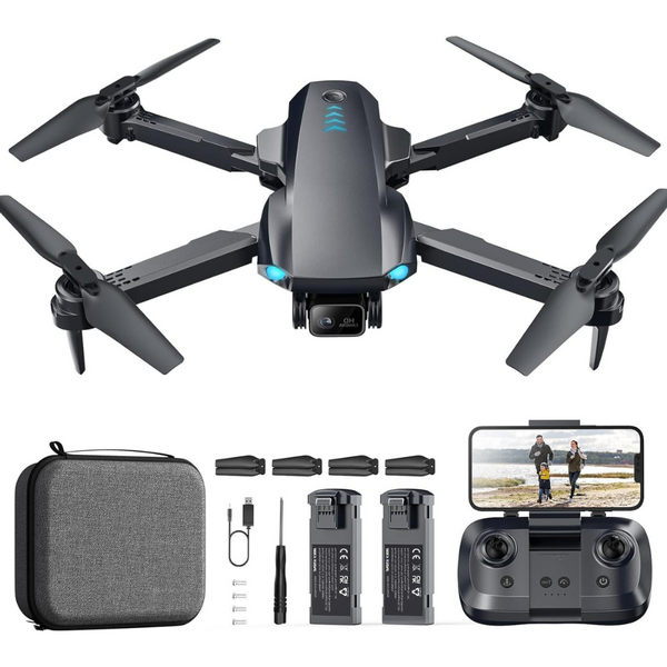 Drona cu Telecomanda HS290, Camera 1080P, Ajustabila 90°, WiFi, Pozitionare in Flux Optic, Mentinerea Altitudinii, Retur Automat, Rotire 360°, Autonomie 24 min, Pliabil, Aplicatie Telefon Mobil, Incarcare USB, 2 Baterii Incluse, Geanta de Transport, Negru