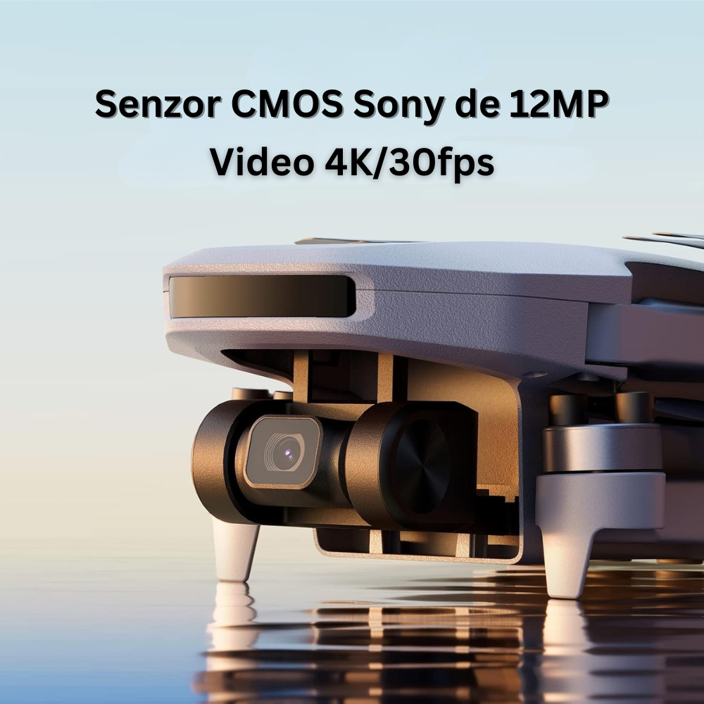 Drona cu Telecomanda SE, Camera 4K/30fps, Senzor Sony de 12MP, WiFi, GPS, Retur Automat, Rezistenta la Vant, Transmisie 4KM, Viteza 16m/s, Autonomie 62 min, Pliabila, Aplicatie Telefon Mobil, Incarcare USB, Geanta de Transport, 2 Baterii Incluse, Gri