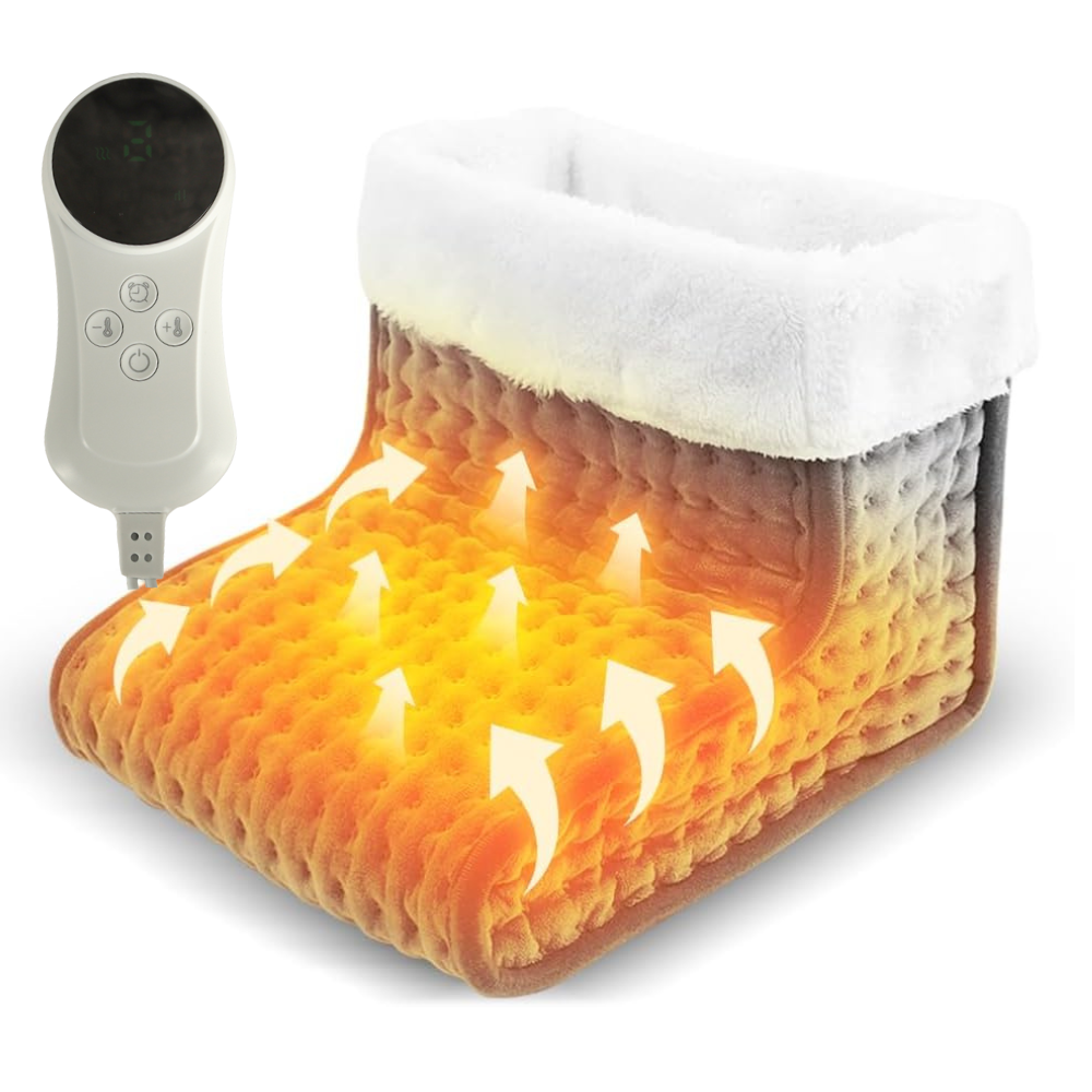 Incalzitor Electric pentru Picioare, 9 Nivele de Temperatura, Control din Telecomanda, Cronometru, Protectie la Supraincalzire, Moale si Placut la Atingere, 28 x 28 x 24 cm, Gri