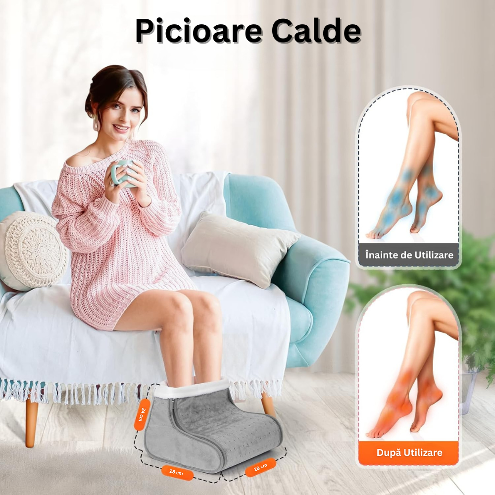 Incalzitor Electric pentru Picioare, 9 Nivele de Temperatura, Control din Telecomanda, Cronometru, Protectie la Supraincalzire, Moale si Placut la Atingere, 28 x 28 x 24 cm, Gri
