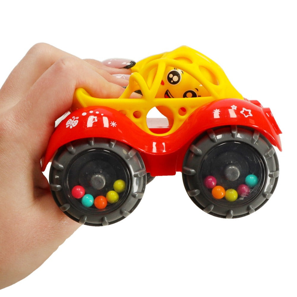 Jucarie Zornaitoare Bebelusi, Masina cu Minge, Bilute Colorate, Materiale Non-Toxice, pentru Dentitie si Motricitate, Prindere Usoara, 0-24 luni, Multicolor