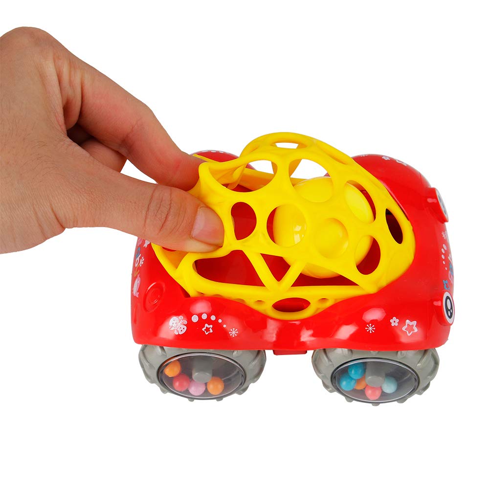 Jucarie Zornaitoare Bebelusi, Masina cu Minge, Bilute Colorate, Materiale Non-Toxice, pentru Dentitie si Motricitate, Prindere Usoara, 0-24 luni, Multicolor