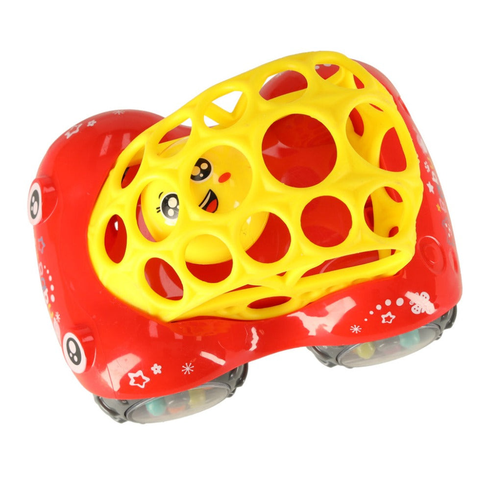 Jucarie Zornaitoare Bebelusi, Masina cu Minge, Bilute Colorate, Materiale Non-Toxice, pentru Dentitie si Motricitate, Prindere Usoara, 0-24 luni, Multicolor