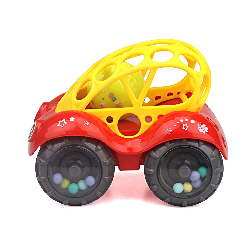 Jucarie Zornaitoare Bebelusi, Masina cu Minge, Bilute Colorate, Materiale Non-Toxice, pentru Dentitie si Motricitate, Prindere Usoara, 0-24 luni, Multicolor