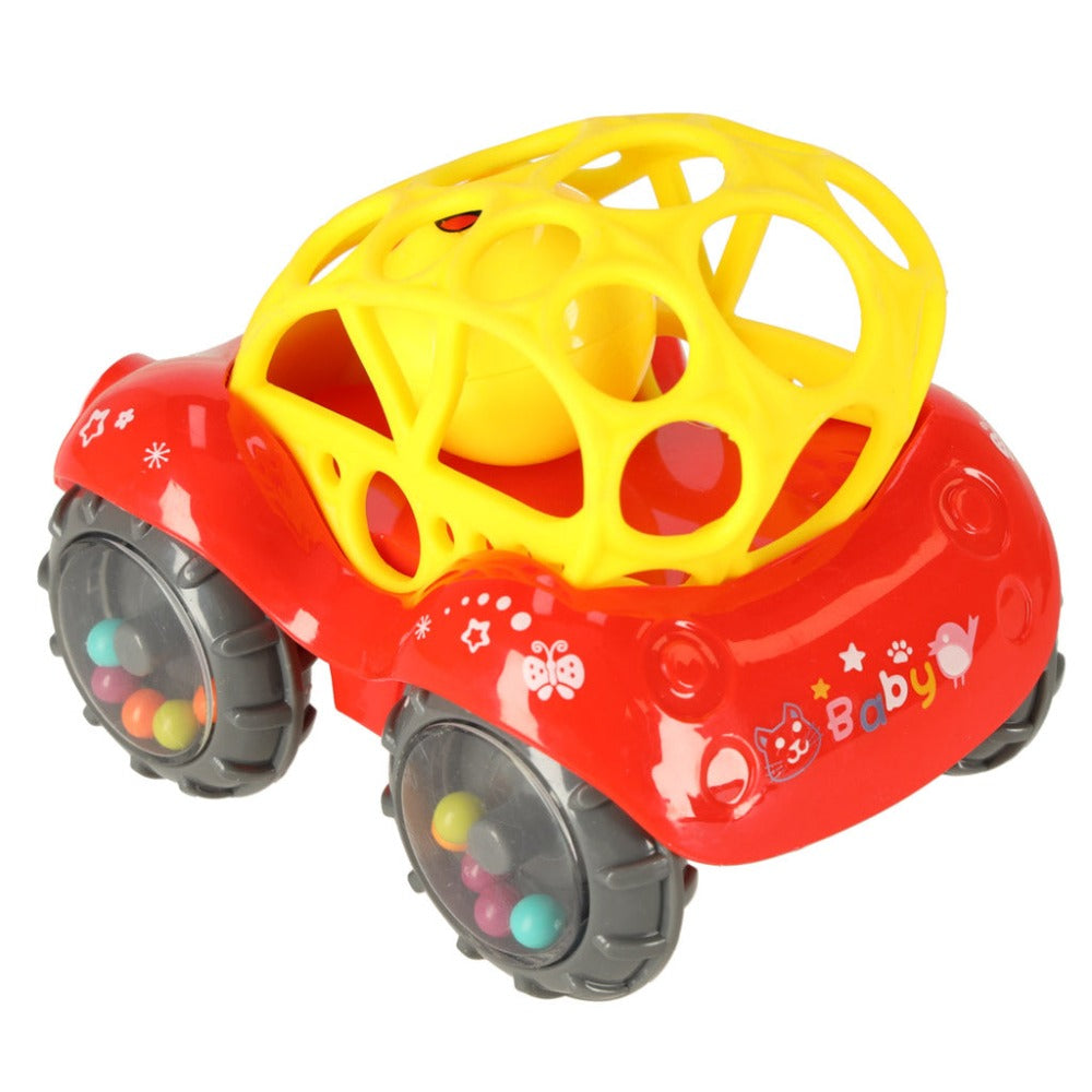 Jucarie Zornaitoare Bebelusi, Masina cu Minge, Bilute Colorate, Materiale Non-Toxice, pentru Dentitie si Motricitate, Prindere Usoara, 0-24 luni, Multicolor