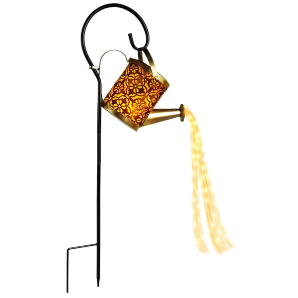 Lampa Solara de Exterior, cu Panou Solar Incorporat, Iluminare LED, pentru Gradina, Curte, Terasa, Decorativ, Vintage, tip Stropitoare cu Tarus, Senzori de Amurg si Lumina, Rezistenta la Apa IP65, 81.5 x 23 x 10 cm, Aramiu Antichizat