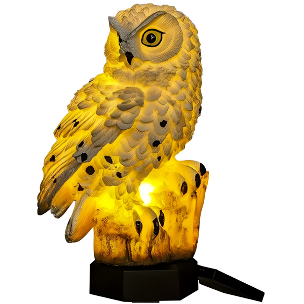 Lampa Solara de Exterior, cu Panou Solar Incorporat, Mobil 180°, Iluminare LED, pentru Gradina, Curte, Terasa, Decorativ, tip Bufnita cu Tarus, Senzori de Amurg si Lumina, Rezistenta la Apa IP44, Negru/Alb
