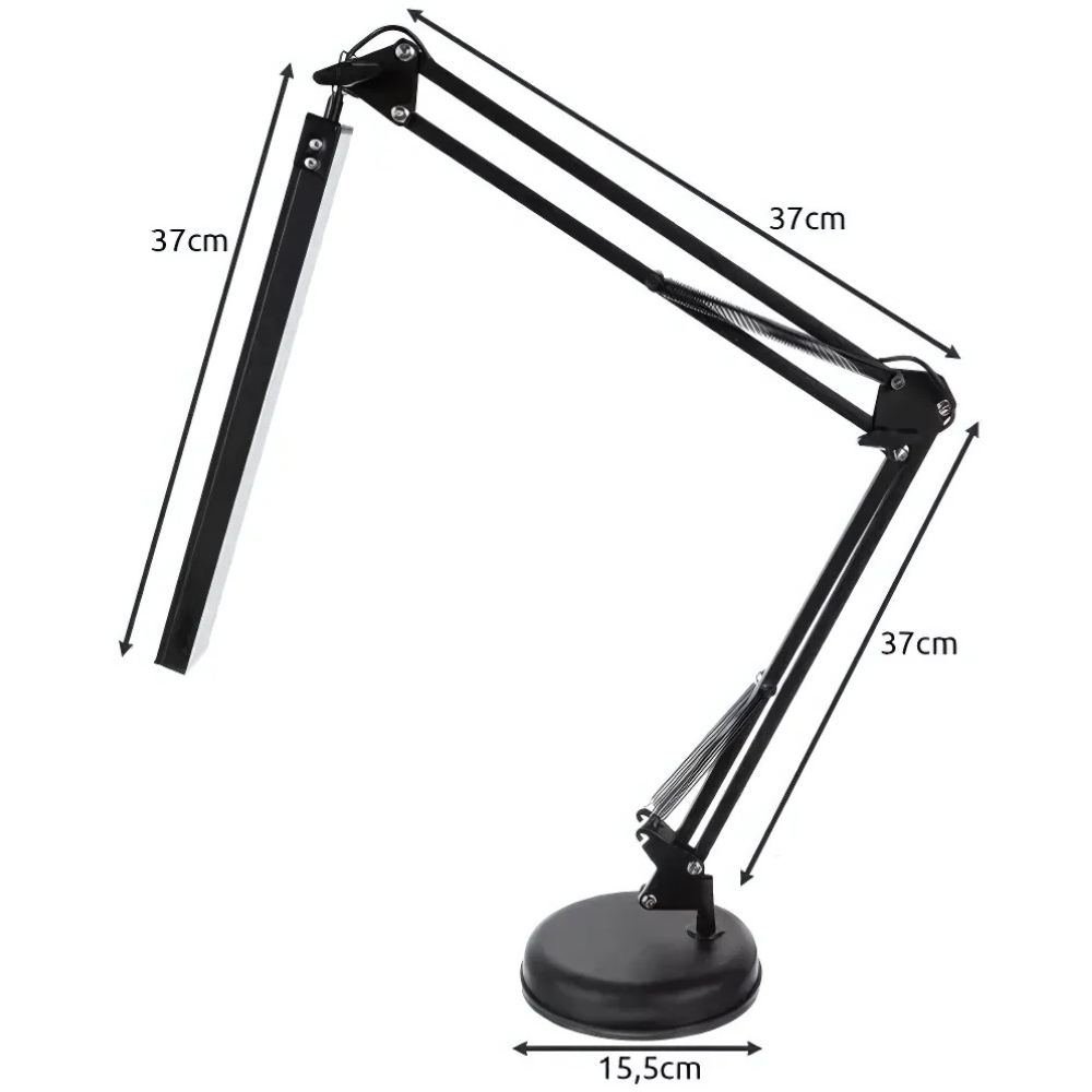 Lampa de Birou LED, 10 Niveluri de Intensitate, 3 Moduri de Iluminare, Brat Oscilant cu Clema, Inaltime Ajustabila, Functie Memorie, Protectie Ochi, pentru Arhitect, Banc de Lucru, Citire, Relaxare, Alimentare USB, Supot Inclus, 37x37x37cm, N