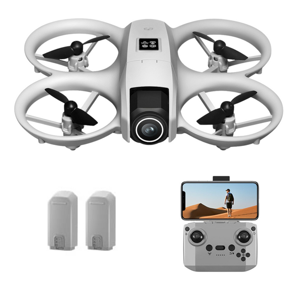 Mini Drona cu Telecomanda i1 Pro, Camera Video, WiFi, Ajustabila 180°, Evitare Inteligenta a Obstacolelor, Mentinerea Altitudinii, Lumina LED, Rotire 360°, Aplicatie Telefon Mobil, Incarcare USB, 2 Baterii Incluse, Gri