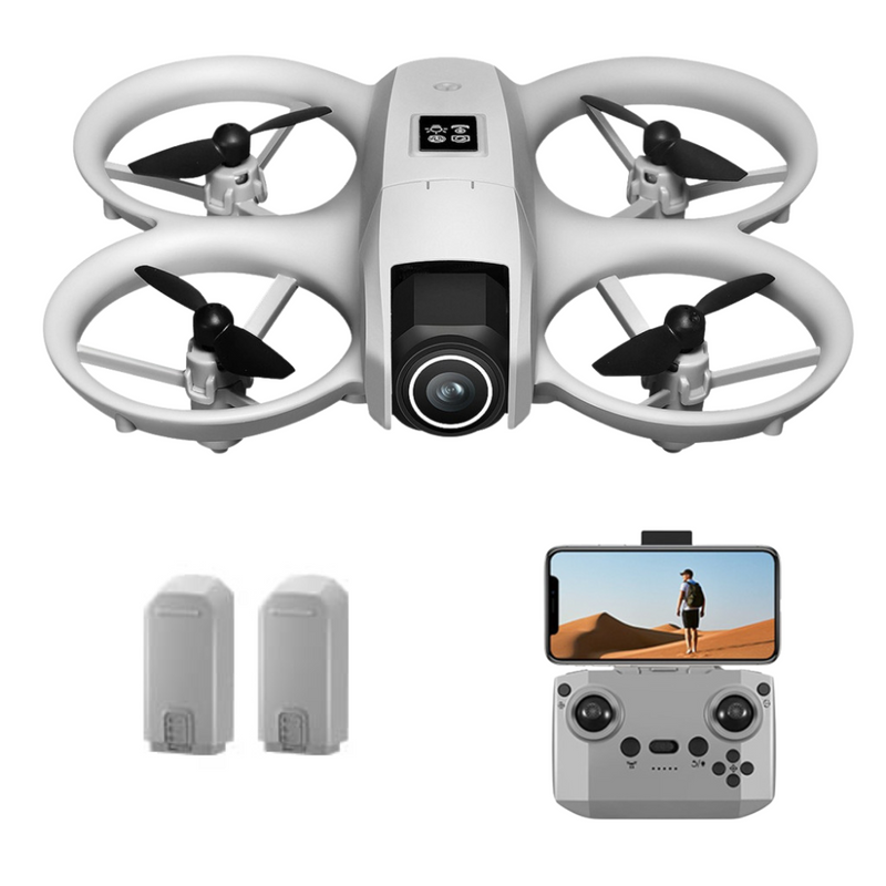 Mini Drona cu Telecomanda i1 Pro, Camera Video, WiFi, Ajustabila 180°, Evitare Inteligenta a Obstacolelor, Mentinerea Altitudinii, Lumina LED, Rotire 360°, Aplicatie Telefon Mobil, Incarcare USB, 2 Baterii Incluse, Gri