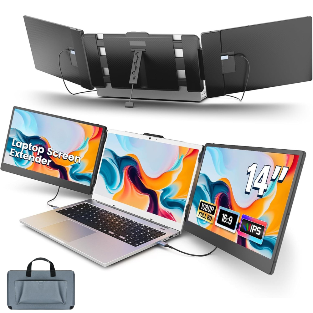 Monitor Triplu pentru Laptop 13"-17", 14" IPS Full HD 1080P, 60Hz, Con ...