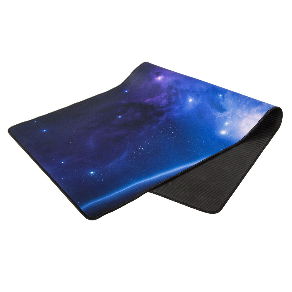Mousepad Mare Cauciucat, Pentru Gaming, Birou, Office, Antiderapant, Cusaturi Anti-Rupere, Waterproof, model Cosmos, 90 x 40cm, Albastru/Negru