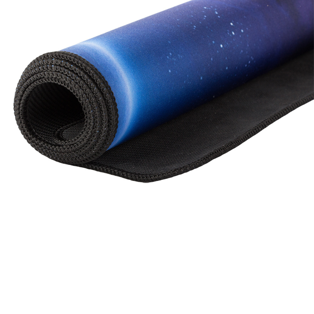 Mousepad Mare Cauciucat, Pentru Gaming, Birou, Office, Antiderapant, Cusaturi Anti-Rupere, Waterproof, model Cosmos, 90 x 40cm, Albastru/Negru