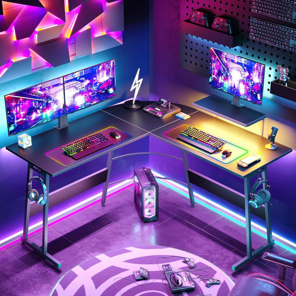 Mousepad Mare Cauciucat, Pentru Gaming, Birou, Office, cu Iluminare LED RGB, Antiderapant, Cusaturi Anti-Rupere, Waterproof, model Simplu, Cablu USB Inclus, 80 x 30cm, Negru