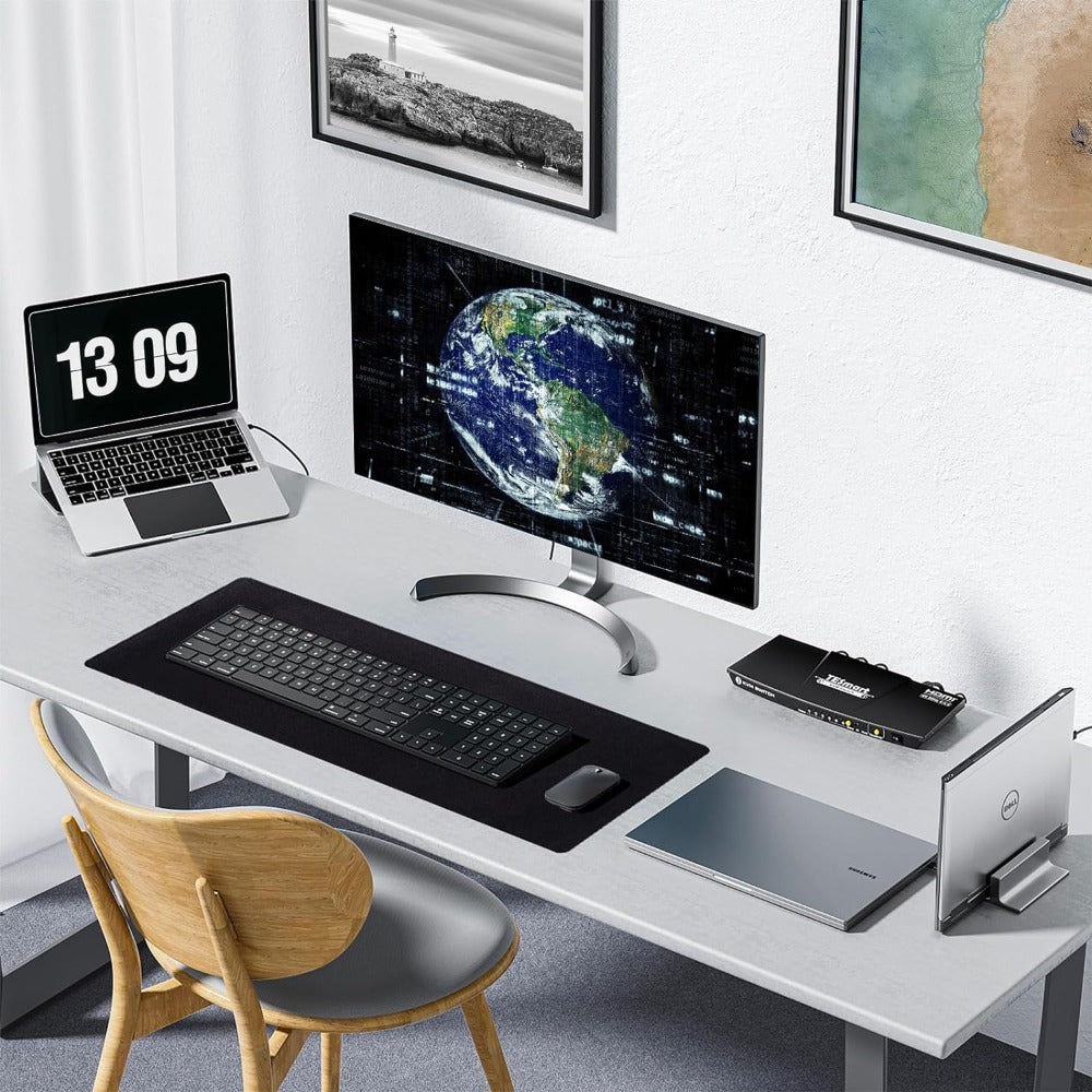 Mousepad Mare Cauciucat pentru Gaming, Birou, Office, Antiderapant, Cusaturi Anti-Rupere, Waterproof, model Simplu, 90 x 45cm, Negru Mat