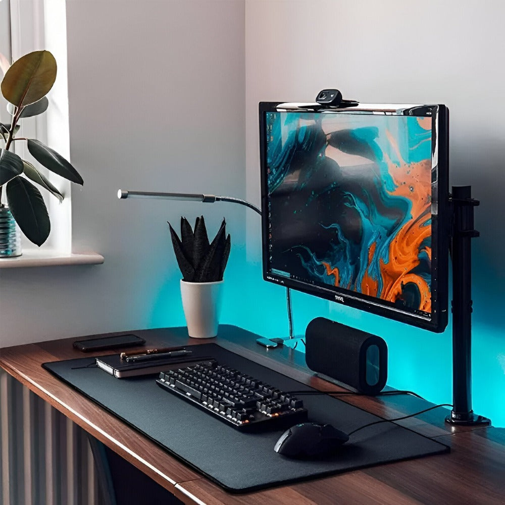 Mousepad Mare Cauciucat pentru Gaming, Birou, Office, Antiderapant, Cusaturi Anti-Rupere, Waterproof, model Simplu, 90 x 45cm, Negru Mat