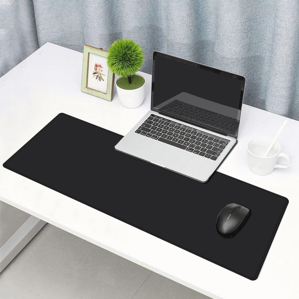 Mousepad Mare Cauciucat pentru Gaming, Birou, Office, Antiderapant, Cusaturi Anti-Rupere, Waterproof, model Simplu, 90 x 45cm, Negru Mat