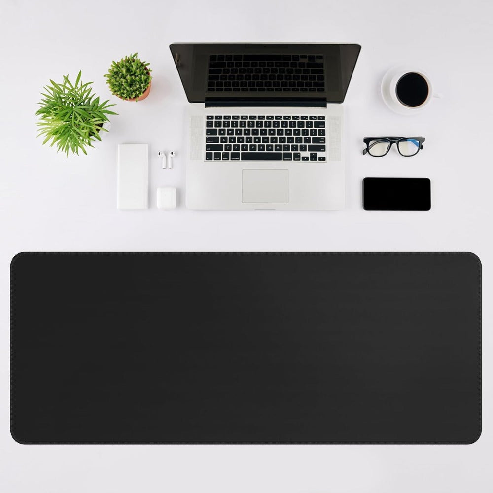 Mousepad Mare Cauciucat pentru Gaming, Birou, Office, Antiderapant, Cusaturi Anti-Rupere, Waterproof, model Simplu, 90 x 45cm, Negru Mat