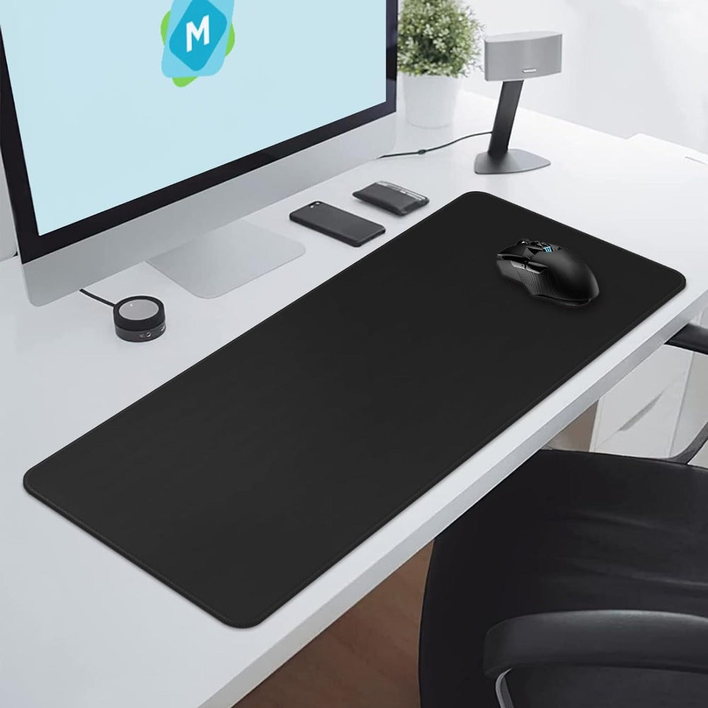 Mousepad Mare Cauciucat pentru Gaming, Birou, Office, Antiderapant, Cusaturi Anti-Rupere, Waterproof, model Simplu, 90 x 45cm, Negru Mat