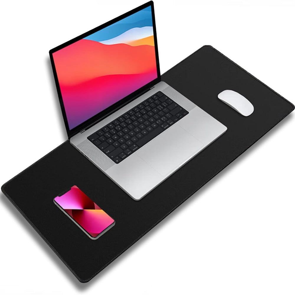 Mousepad Mare Cauciucat pentru Gaming, Birou, Office, Antiderapant, Cusaturi Anti-Rupere, Waterproof, model Simplu, 90 x 45cm, Negru Mat