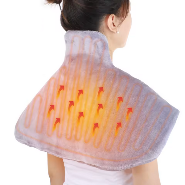 Patura Electrica cu Incalzire, 3 Nivele de Temperatura, Control din Telecomanda, pentru Gat, Umeri, Spate, Dureri Musculare, Articulare, Menstruale, Protectie la Supraincalzire, Husa Detasabila, Moale si Placuta la Atingere, 58 x 44 x 16 cm, Gri
