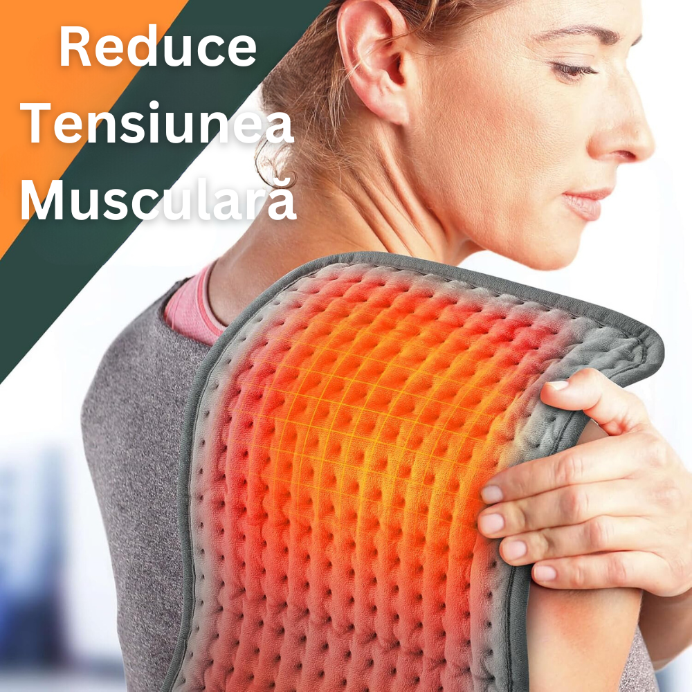 Patura Electrica cu Incalzire tip Pad, 10 Nivele de Temperatura, Telecomanda cu Afisaj, Timmer, Oprire Automata, pentru Dureri Musculare, Articulare, Menstruale, Ciclu, Protectie la Supraincalzire, Moale si Placuta la Atingere, 60 x 30 cm, Gri