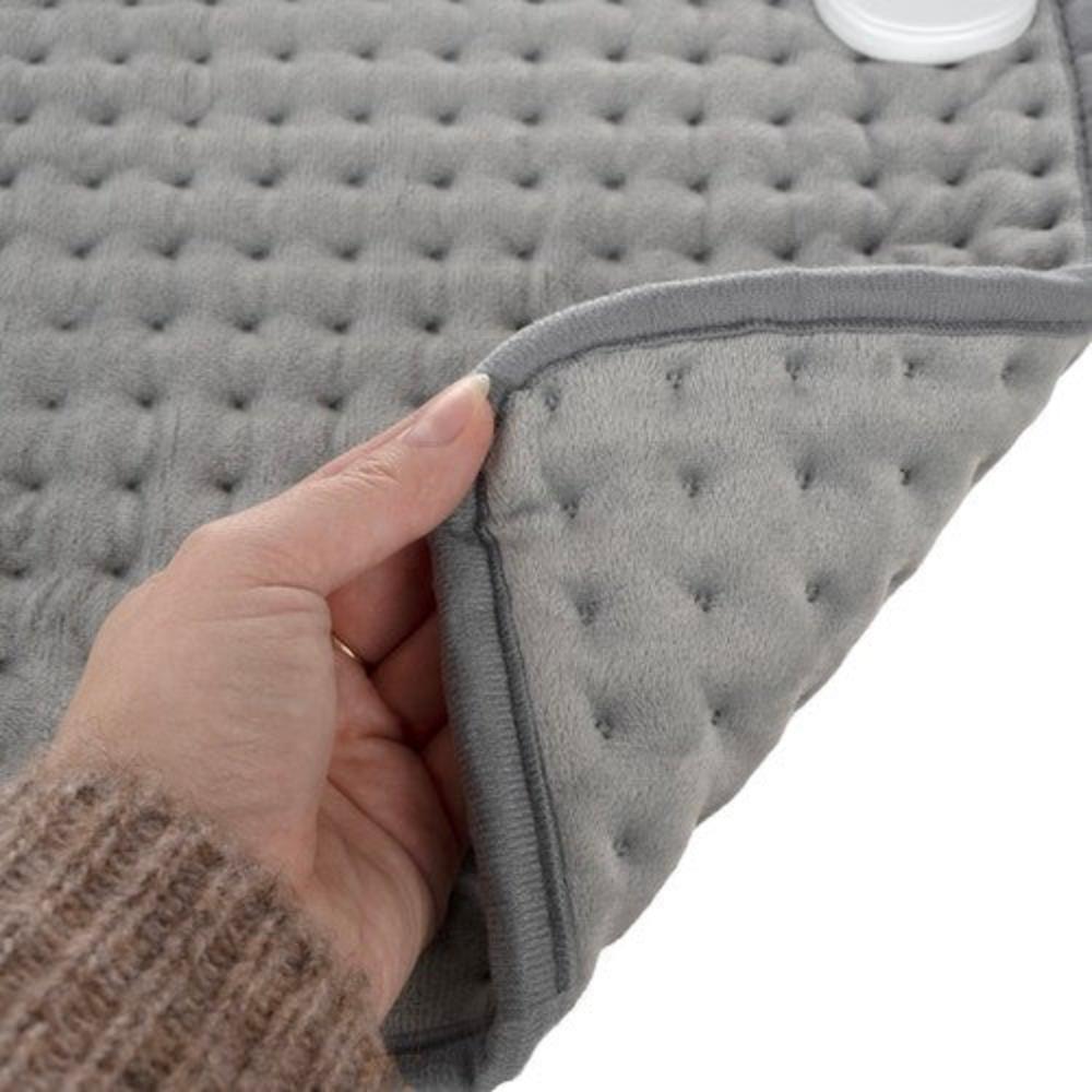 Patura Electrica cu Incalzire tip Pad, 10 Nivele de Temperatura, Telecomanda cu Afisaj, Timmer, Oprire Automata, pentru Dureri Musculare, Articulare, Menstruale, Ciclu, Protectie la Supraincalzire, Moale si Placuta la Atingere, 60 x 30 cm, Gri